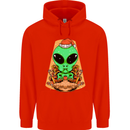 Christmas Alien UFO Santa Space Ship Funny Mens 80% Cotton Hoodie Bright Red
