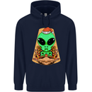 Christmas Alien UFO Santa Space Ship Funny Mens 80% Cotton Hoodie Navy Blue