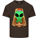 Christmas Alien UFO Santa Space Ship Funny Mens Cotton T-Shirt Tee Top Dark Chocolate