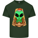Christmas Alien UFO Santa Space Ship Funny Mens Cotton T-Shirt Tee Top Forest Green