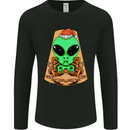 Christmas Alien UFO Santa Space Ship Funny Mens Long Sleeve T-Shirt Black