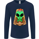 Christmas Alien UFO Santa Space Ship Funny Mens Long Sleeve T-Shirt Navy Blue