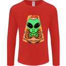 Christmas Alien UFO Santa Space Ship Funny Mens Long Sleeve T-Shirt Red
