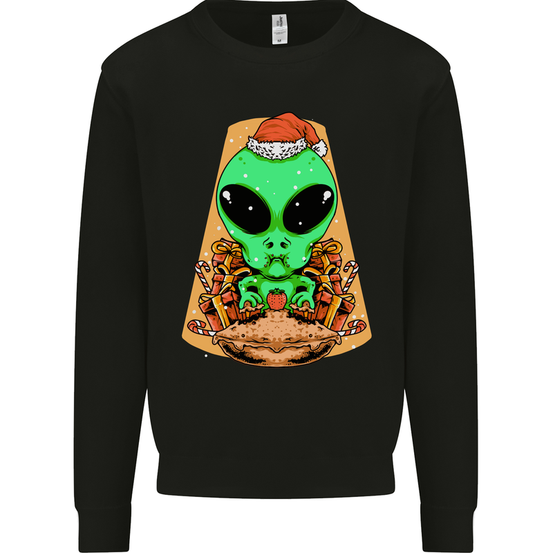 Christmas Alien UFO Santa Space Ship Funny Mens Sweatshirt Jumper Black