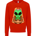 Christmas Alien UFO Santa Space Ship Funny Mens Sweatshirt Jumper Bright Red