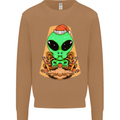 Christmas Alien UFO Santa Space Ship Funny Mens Sweatshirt Jumper Caramel Latte