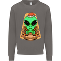 Christmas Alien UFO Santa Space Ship Funny Mens Sweatshirt Jumper Charcoal