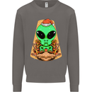 Christmas Alien UFO Santa Space Ship Funny Mens Sweatshirt Jumper Charcoal