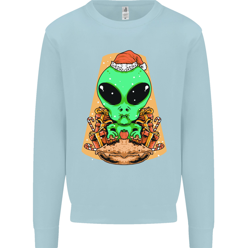 Christmas Alien UFO Santa Space Ship Funny Mens Sweatshirt Jumper Light Blue