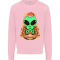 Christmas Alien UFO Santa Space Ship Funny Mens Sweatshirt Jumper Light Pink