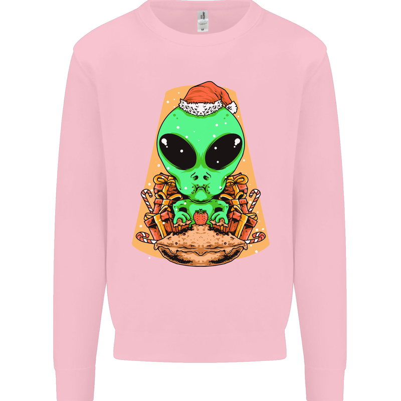 Christmas Alien UFO Santa Space Ship Funny Mens Sweatshirt Jumper Light Pink
