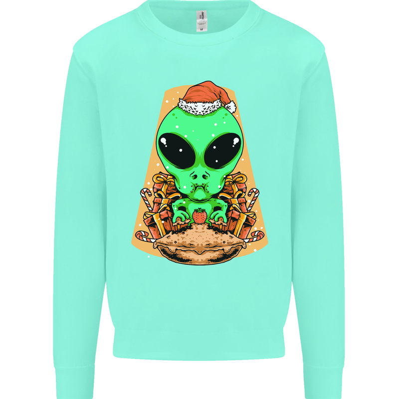 Christmas Alien UFO Santa Space Ship Funny Mens Sweatshirt Jumper Peppermint