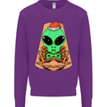 Christmas Alien UFO Santa Space Ship Funny Mens Sweatshirt Jumper Purple