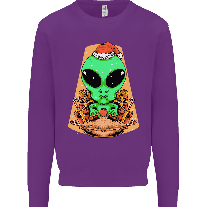 Christmas Alien UFO Santa Space Ship Funny Mens Sweatshirt Jumper Purple