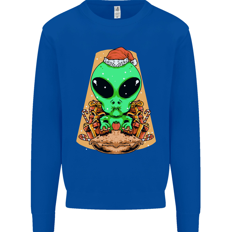 Christmas Alien UFO Santa Space Ship Funny Mens Sweatshirt Jumper Royal Blue