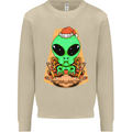 Christmas Alien UFO Santa Space Ship Funny Mens Sweatshirt Jumper Sand