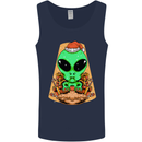Christmas Alien UFO Santa Space Ship Funny Mens Vest Tank Top Navy Blue