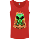 Christmas Alien UFO Santa Space Ship Funny Mens Vest Tank Top Red