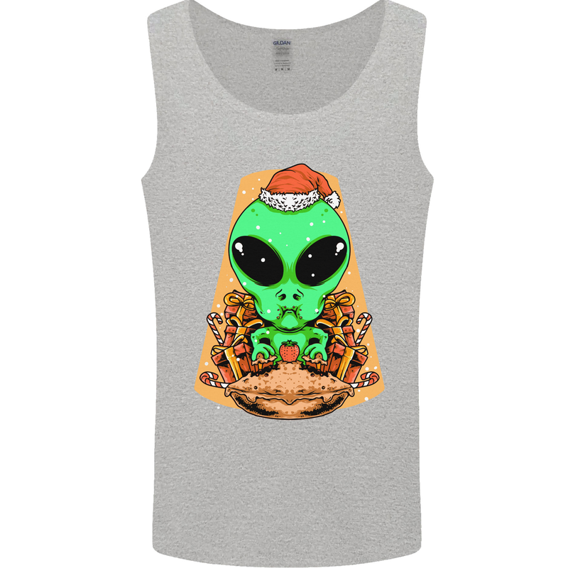 Christmas Alien UFO Santa Space Ship Funny Mens Vest Tank Top Sports Grey