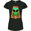 Christmas Alien UFO Santa Space Ship Funny Womens Petite Cut T-Shirt Black