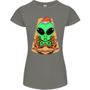 Christmas Alien UFO Santa Space Ship Funny Womens Petite Cut T-Shirt Charcoal