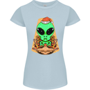 Christmas Alien UFO Santa Space Ship Funny Womens Petite Cut T-Shirt Light Blue