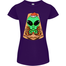 Christmas Alien UFO Santa Space Ship Funny Womens Petite Cut T-Shirt Purple