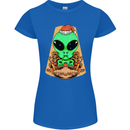 Christmas Alien UFO Santa Space Ship Funny Womens Petite Cut T-Shirt Royal Blue