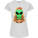 Christmas Alien UFO Santa Space Ship Funny Womens Petite Cut T-Shirt White