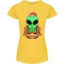 Christmas Alien UFO Santa Space Ship Funny Womens Petite Cut T-Shirt Yellow