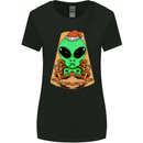 Christmas Alien UFO Santa Space Ship Funny Womens Wider Cut T-Shirt Black