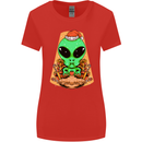 Christmas Alien UFO Santa Space Ship Funny Womens Wider Cut T-Shirt Red