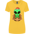 Christmas Alien UFO Santa Space Ship Funny Womens Wider Cut T-Shirt Yellow