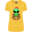 Christmas Alien UFO Santa Space Ship Funny Womens Wider Cut T-Shirt Yellow