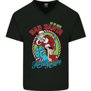 Christmas Bad Santa Funny Xmas Mens V-Neck Cotton T-Shirt Black