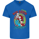 Christmas Bad Santa Funny Xmas Mens V-Neck Cotton T-Shirt Royal Blue