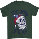 Christmas Bah Humbug Skull Scrooge Mens T-Shirt Cotton Gildan Forest Green