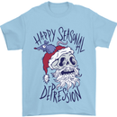 Christmas Bah Humbug Skull Scrooge Mens T-Shirt Cotton Gildan Light Blue