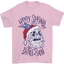 Christmas Bah Humbug Skull Scrooge Mens T-Shirt Cotton Gildan Light Pink