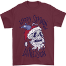 Christmas Bah Humbug Skull Scrooge Mens T-Shirt Cotton Gildan Maroon