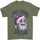 Christmas Bah Humbug Skull Scrooge Mens T-Shirt Cotton Gildan Military Green