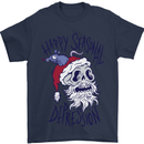 Christmas Bah Humbug Skull Scrooge Mens T-Shirt Cotton Gildan Navy Blue