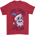 Christmas Bah Humbug Skull Scrooge Mens T-Shirt Cotton Gildan Red