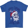 Christmas Bah Humbug Skull Scrooge Mens T-Shirt Cotton Gildan Royal Blue