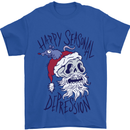 Christmas Bah Humbug Skull Scrooge Mens T-Shirt Cotton Gildan Royal Blue