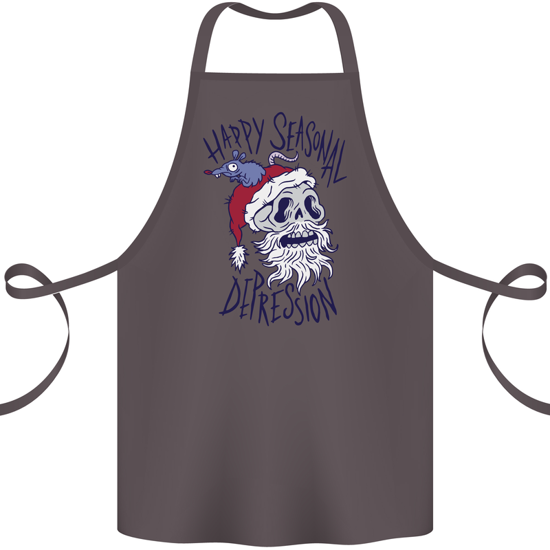 Christmas Bah Humbug Skull Scrouge Cotton Apron 100% Organic Dark Grey
