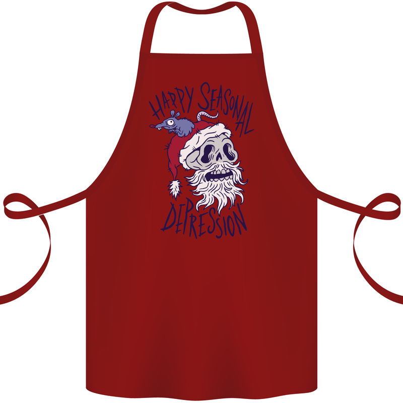Christmas Bah Humbug Skull Scrouge Cotton Apron 100% Organic Maroon
