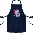 Christmas Bah Humbug Skull Scrouge Cotton Apron 100% Organic Navy Blue