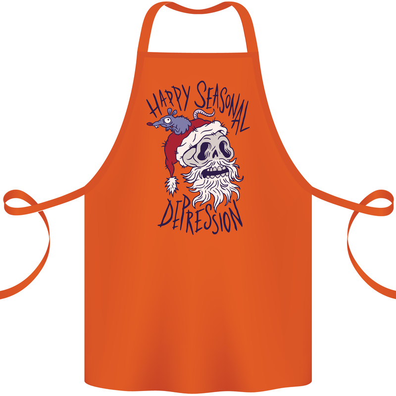 Christmas Bah Humbug Skull Scrouge Cotton Apron 100% Organic Orange