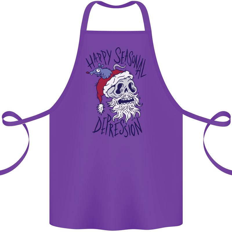 Christmas Bah Humbug Skull Scrouge Cotton Apron 100% Organic Purple